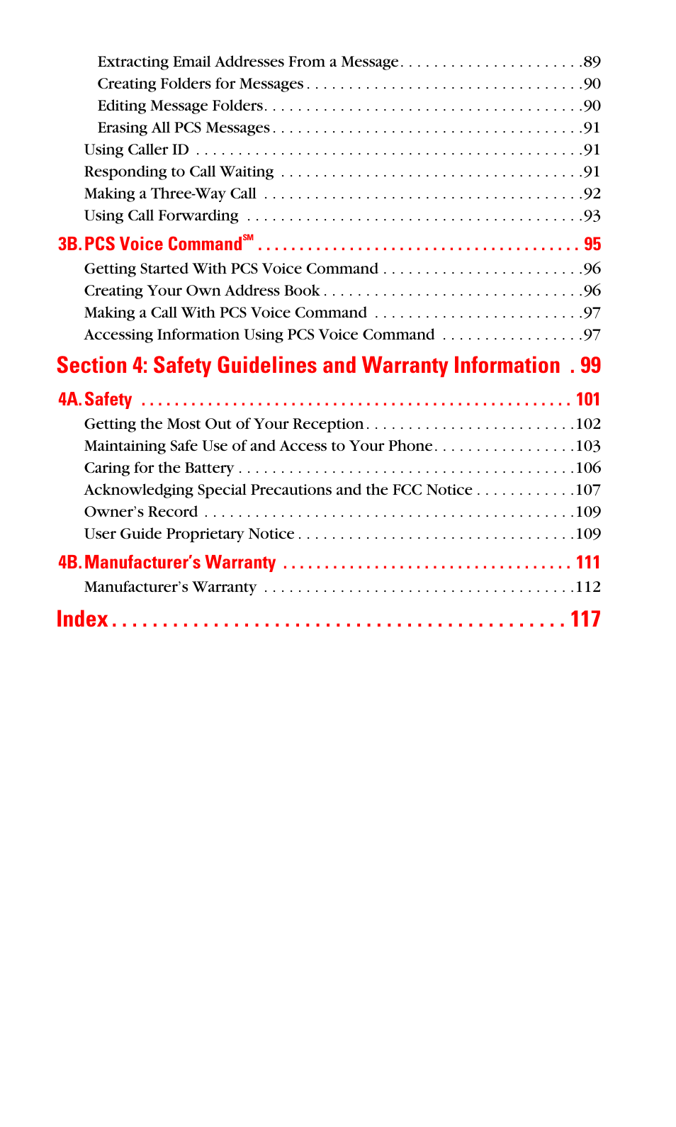 Index | LG Sprint 1200 User Manual | Page 6 / 128