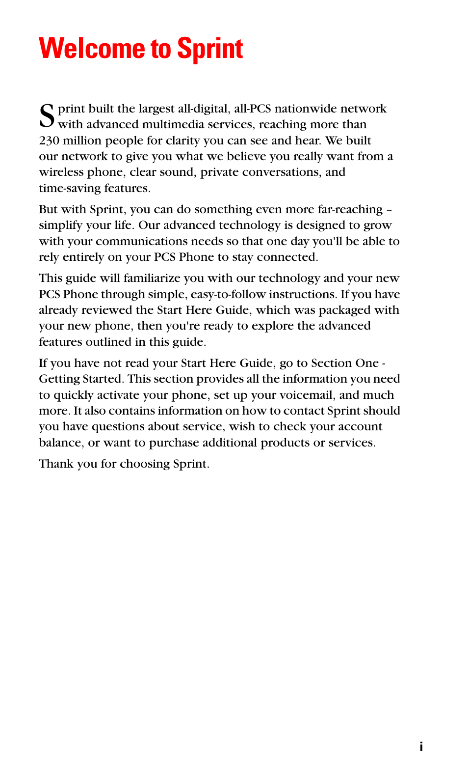 Welcome to sprint | LG Sprint 1200 User Manual | Page 7 / 128