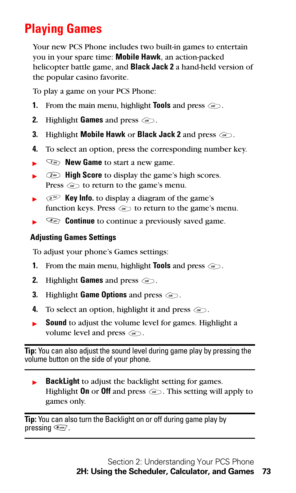 Playing games | LG Sprint 1200 User Manual | Page 83 / 128