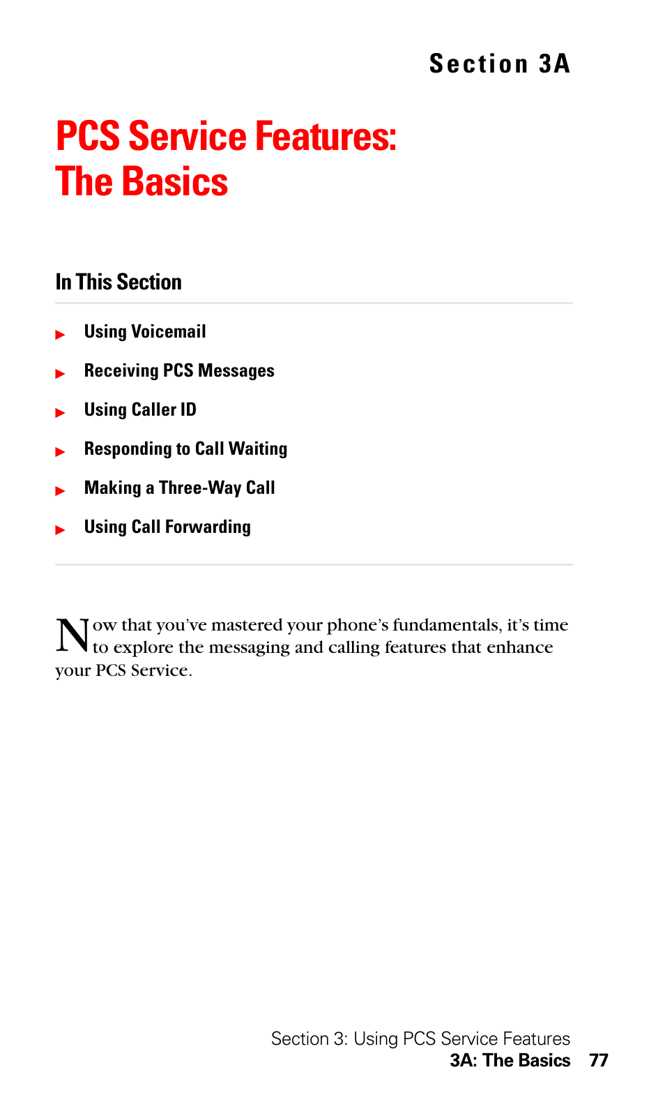 Pcs service features: the basics, 3a. pcs service features: the basics | LG Sprint 1200 User Manual | Page 87 / 128