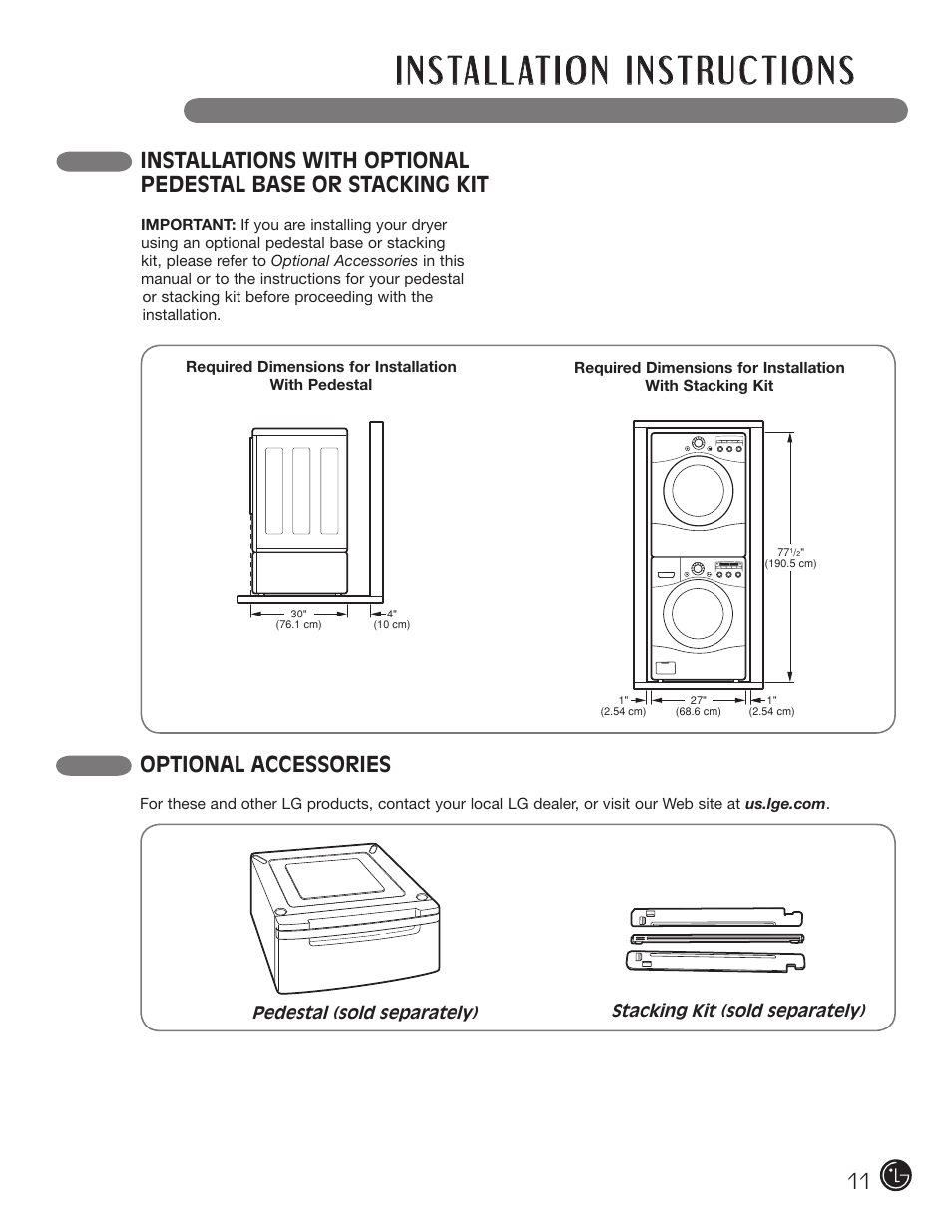 Optional accessories | LG D5966W User Manual | Page 11 / 80