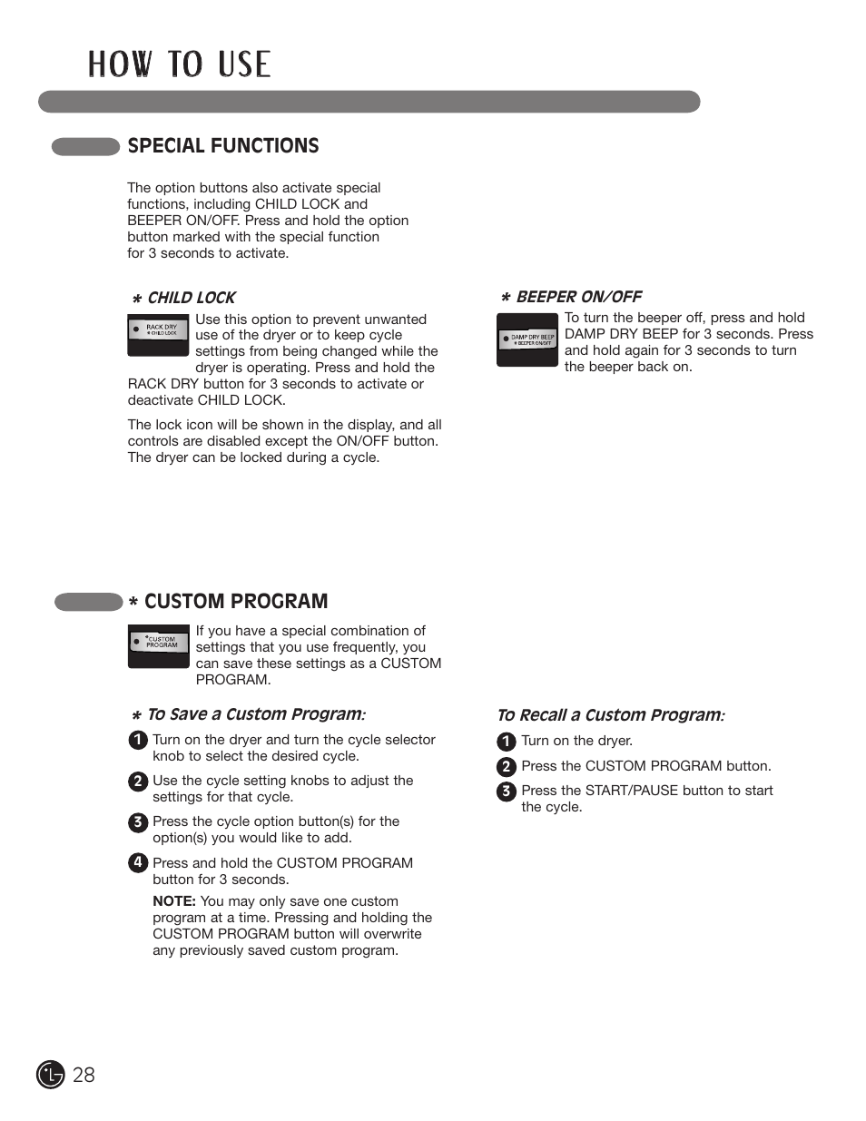 H o w to u s e | LG D5966W User Manual | Page 28 / 80