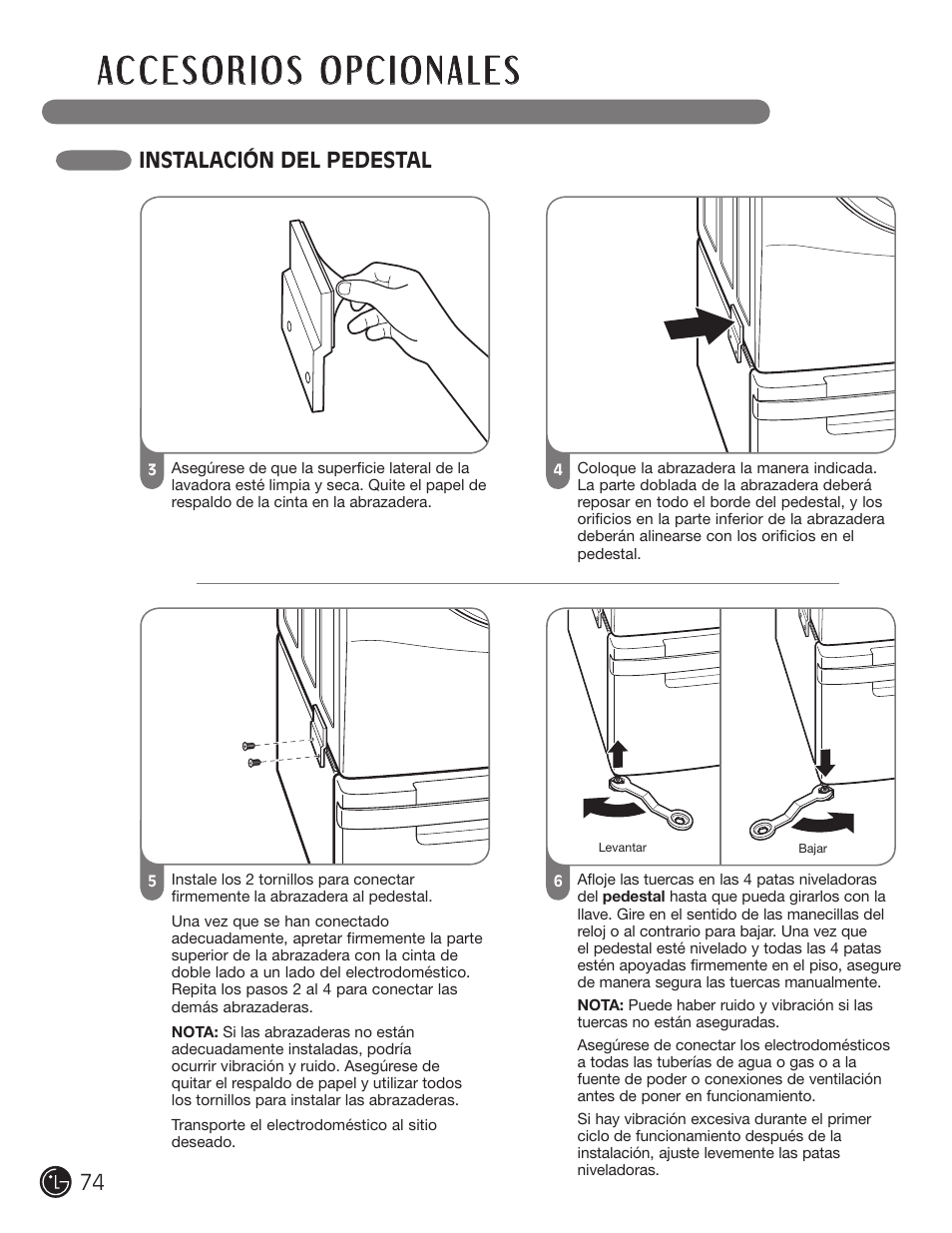 Instalación del pedestal | LG D5966W User Manual | Page 74 / 80