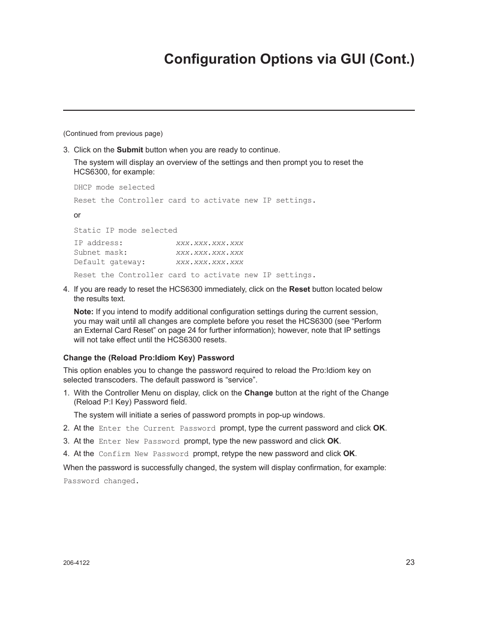 Configuration options via gui (cont.) | LG HCS6300 User Manual | Page 23 / 52