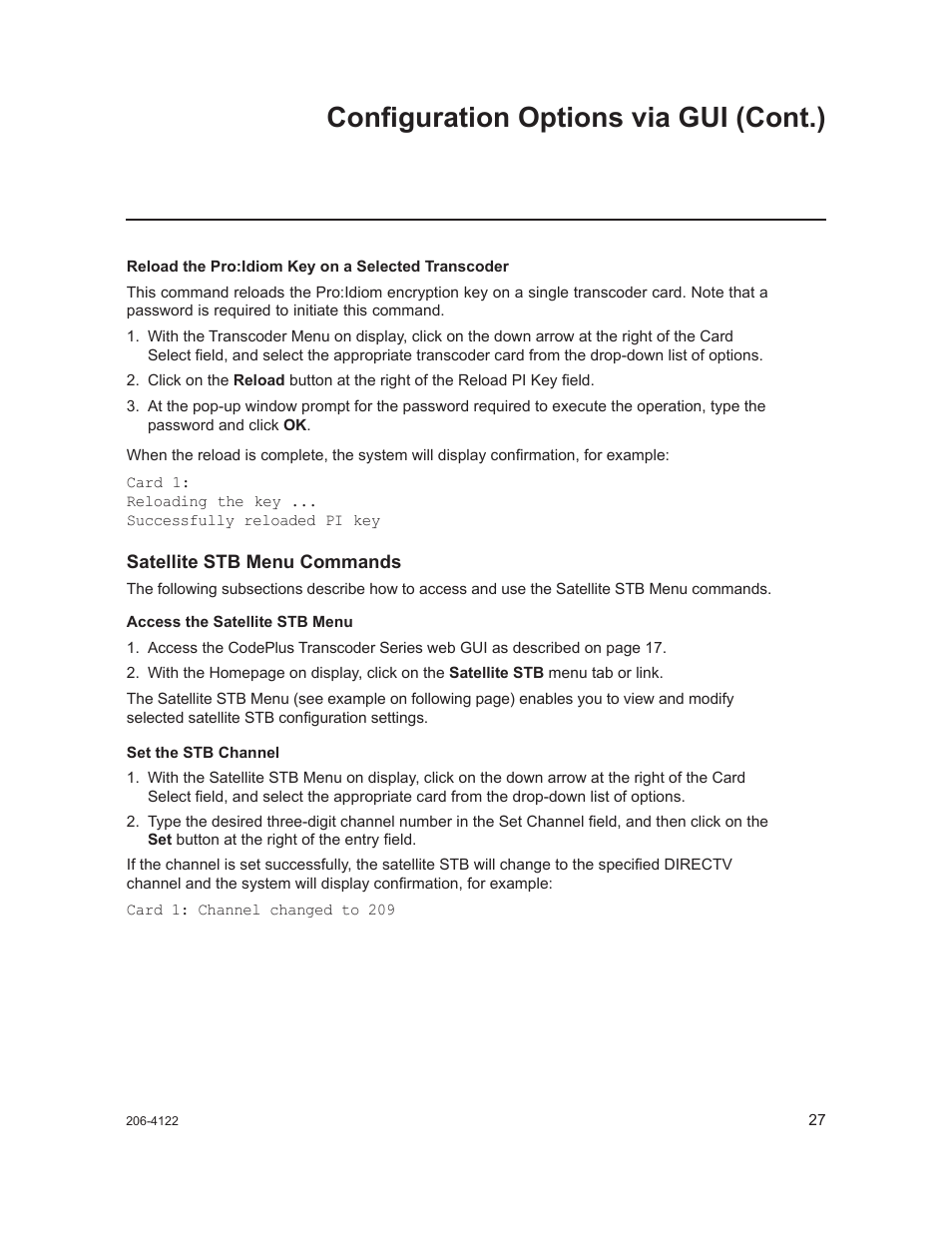 Configuration options via gui (cont.) | LG HCS6300 User Manual | Page 27 / 52