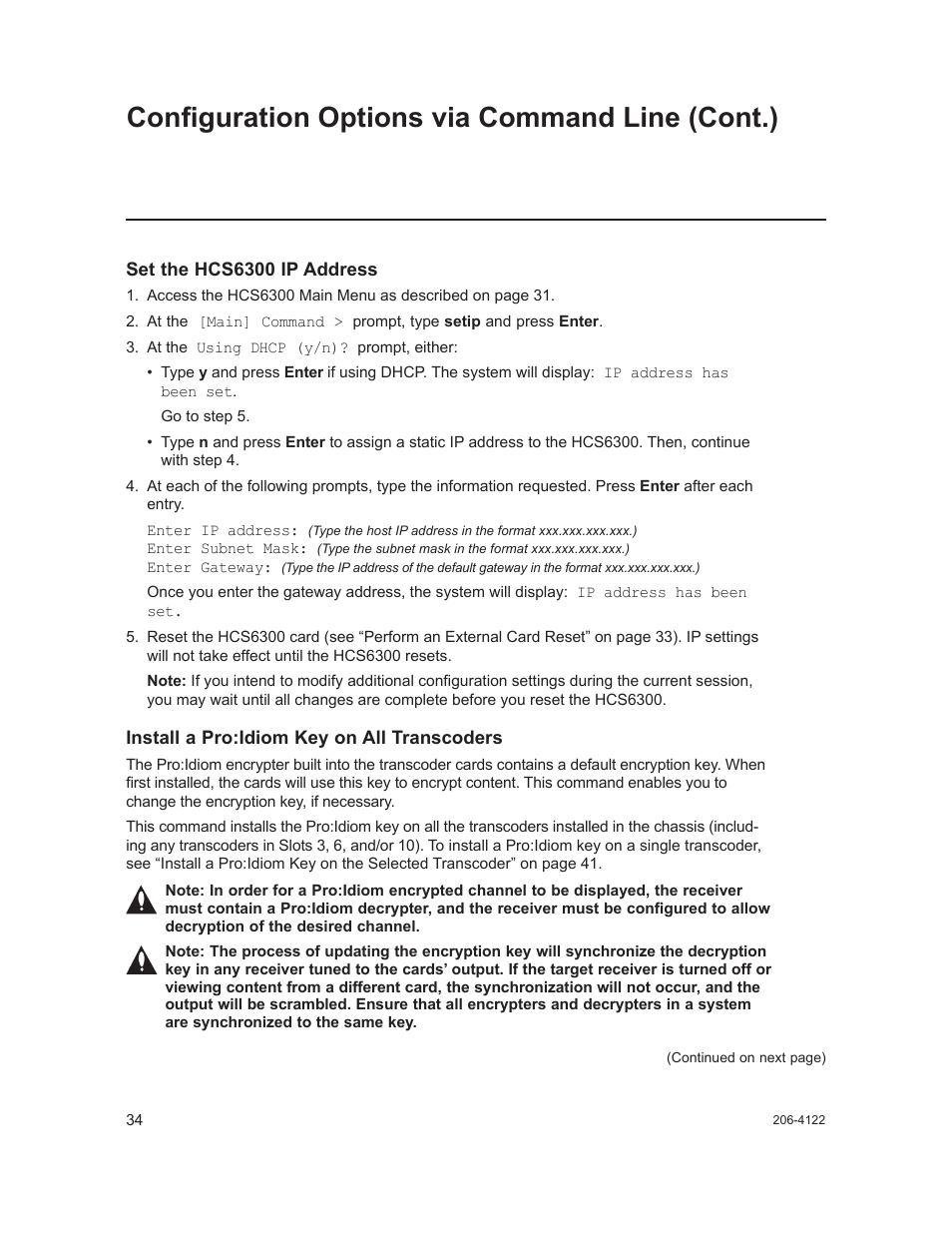 Configuration options via command line (cont.) | LG HCS6300 User Manual | Page 34 / 52