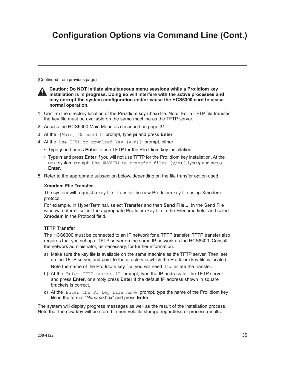 Configuration options via command line (cont.) | LG HCS6300 User Manual | Page 35 / 52