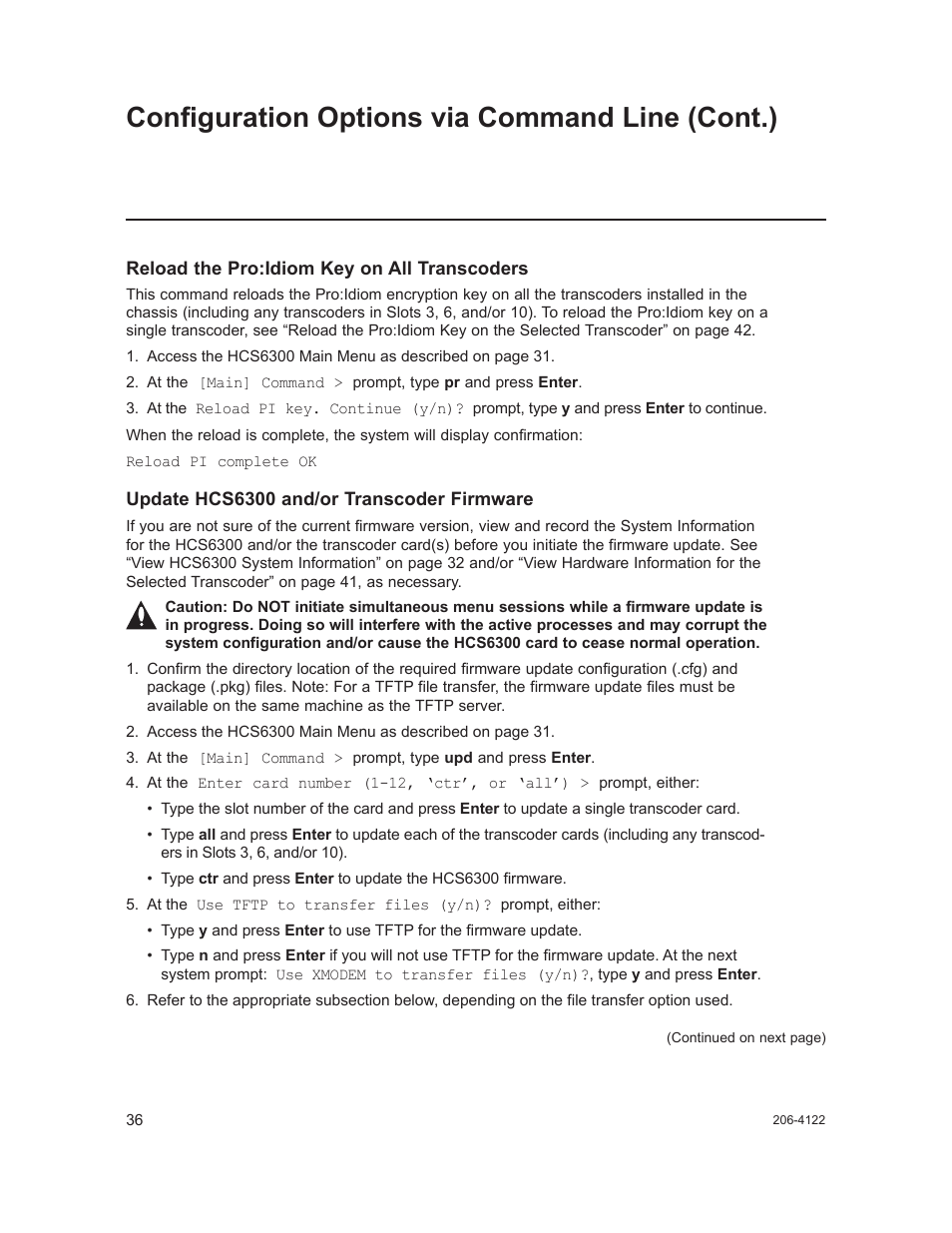 Configuration options via command line (cont.) | LG HCS6300 User Manual | Page 36 / 52