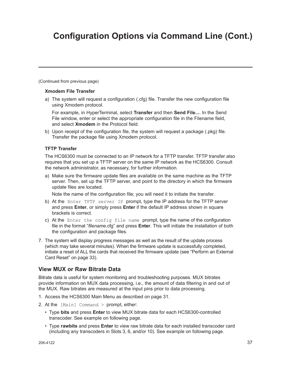 Configuration options via command line (cont.) | LG HCS6300 User Manual | Page 37 / 52