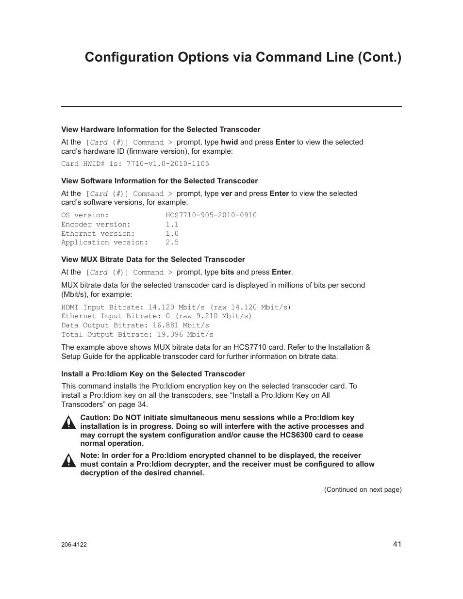 Configuration options via command line (cont.) | LG HCS6300 User Manual | Page 41 / 52