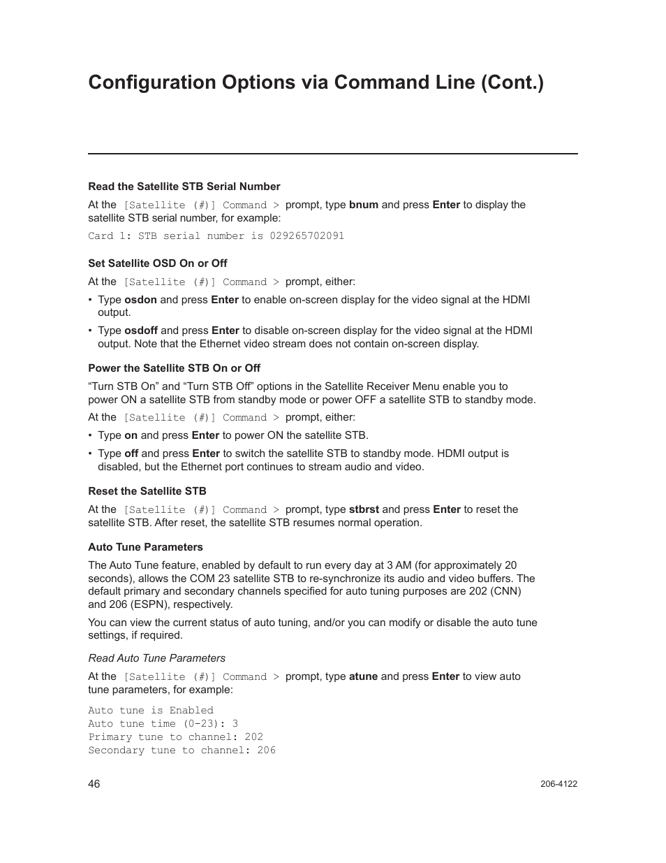 Configuration options via command line (cont.) | LG HCS6300 User Manual | Page 46 / 52