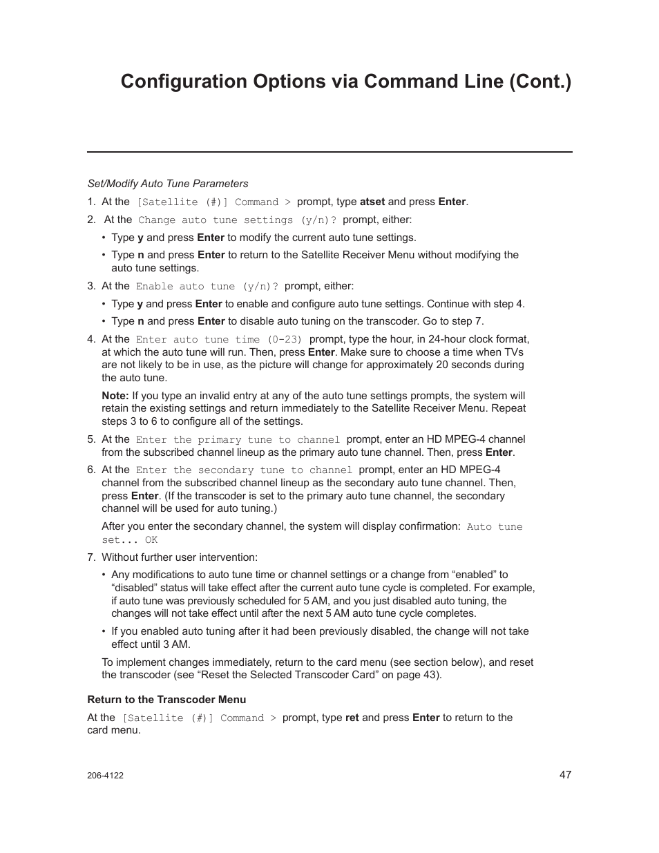 Configuration options via command line (cont.) | LG HCS6300 User Manual | Page 47 / 52