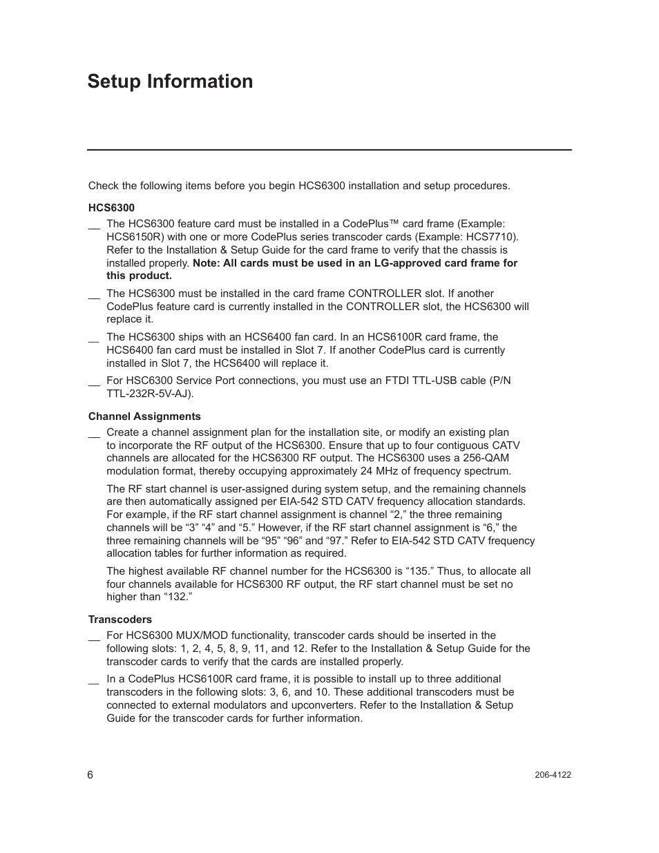 Setup information | LG HCS6300 User Manual | Page 6 / 52