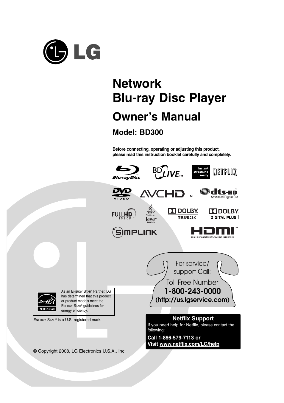 LG BD300 User Manual | 44 pages