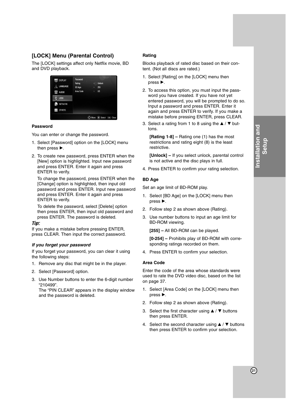 Installation and setup | LG BD300 User Manual | Page 21 / 44