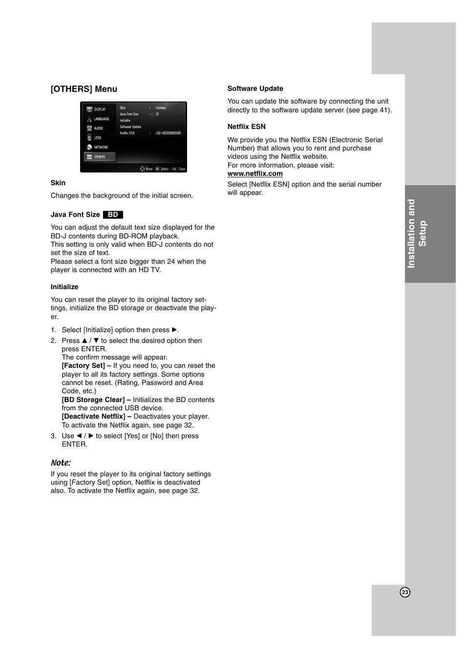 Installation and setup | LG BD300 User Manual | Page 23 / 44