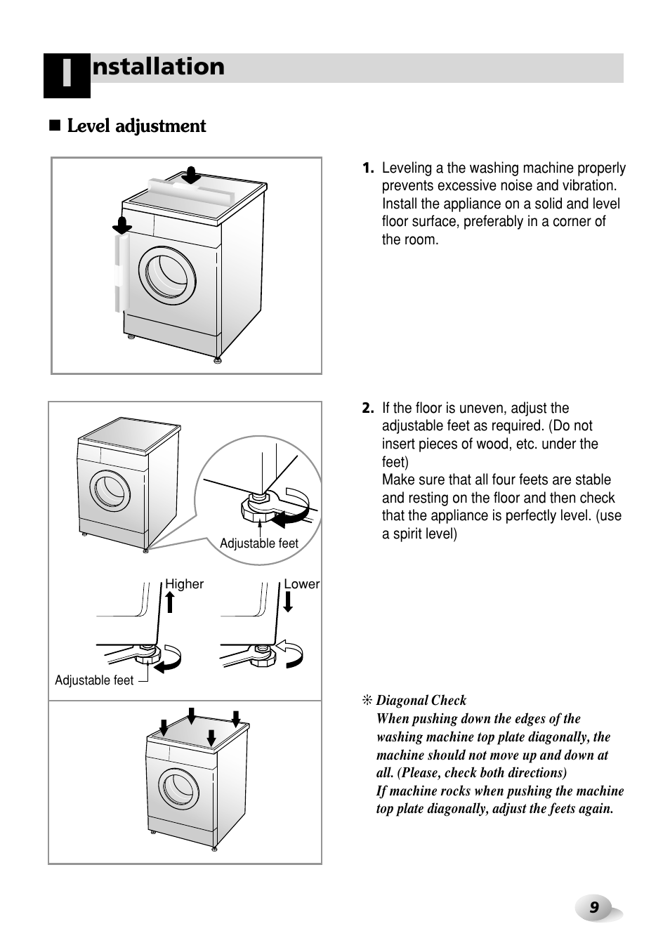 Nstallation | LG WD-3276RHD User Manual | Page 9 / 28