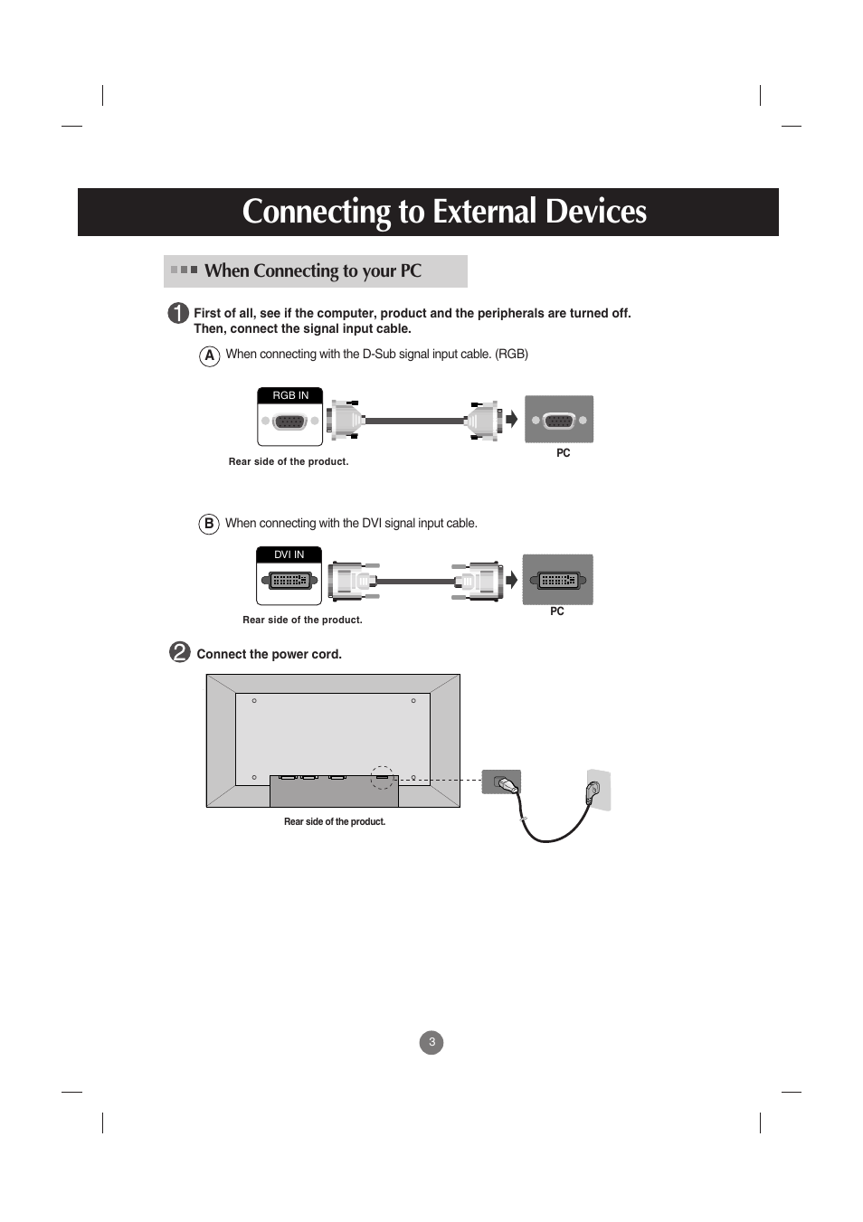 Connecting to external devices, When connecting to your pc | LG M3800S User Manual | Page 4 / 32