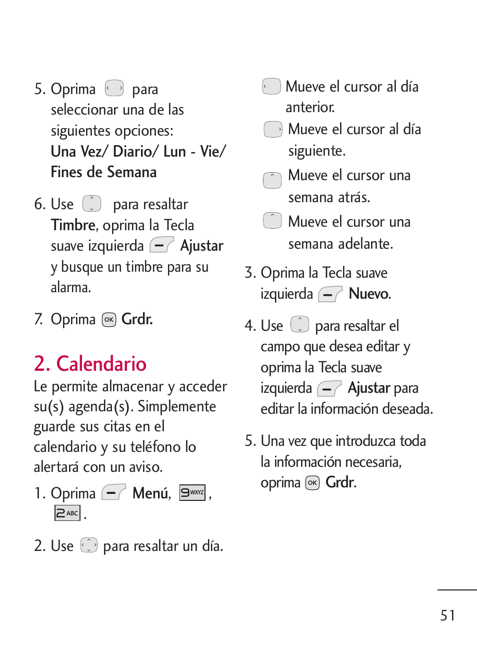 Calendario | LG 235C User Manual | Page 149 / 210