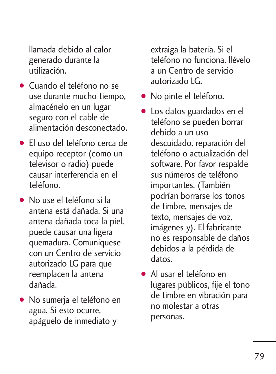 No pinte el teléfono | LG 235C User Manual | Page 177 / 210