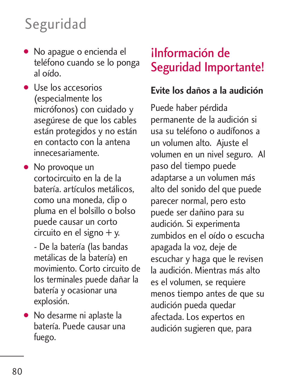 Seguridad, Información de seguridad importante | LG 235C User Manual | Page 178 / 210