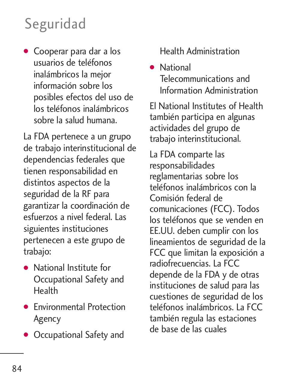 Seguridad | LG 235C User Manual | Page 182 / 210