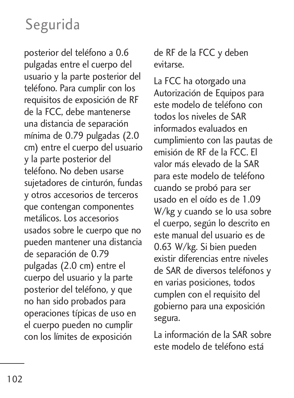 Segurida | LG 235C User Manual | Page 200 / 210