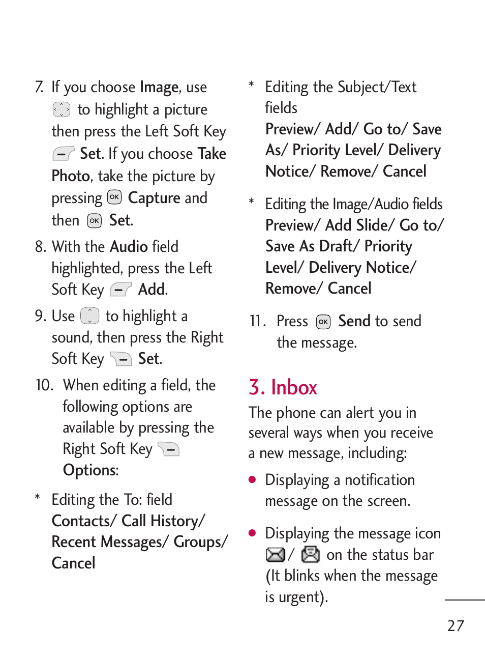 Inbox | LG 235C User Manual | Page 27 / 210