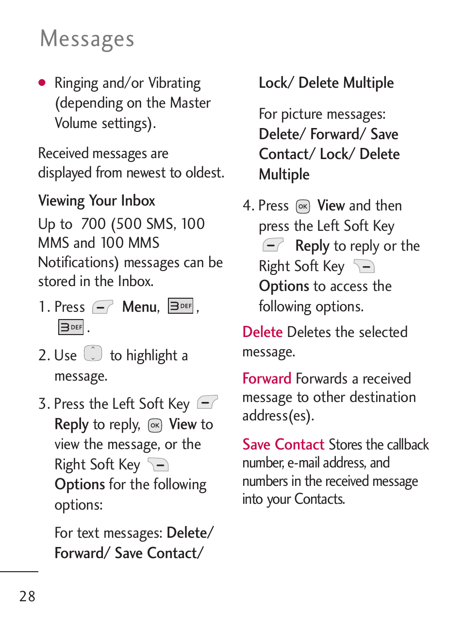 Messages | LG 235C User Manual | Page 28 / 210