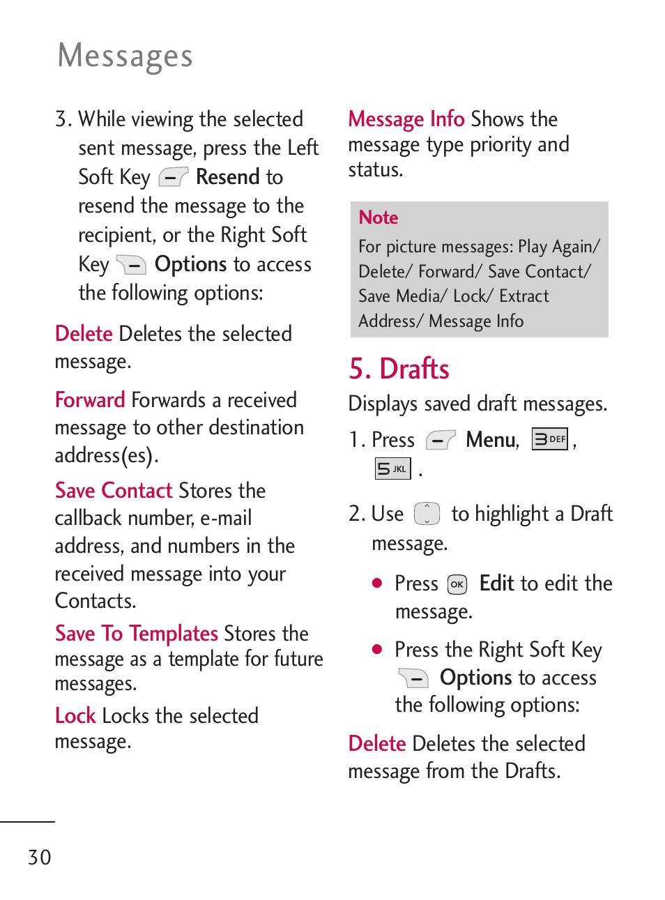 Messages, Drafts | LG 235C User Manual | Page 30 / 210