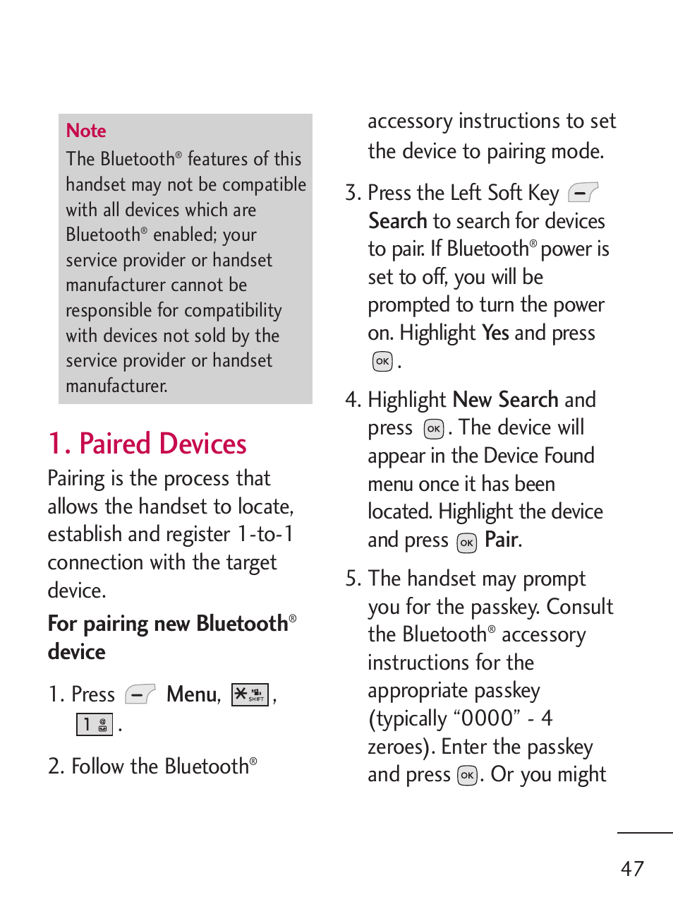 Paired devices | LG 235C User Manual | Page 47 / 210