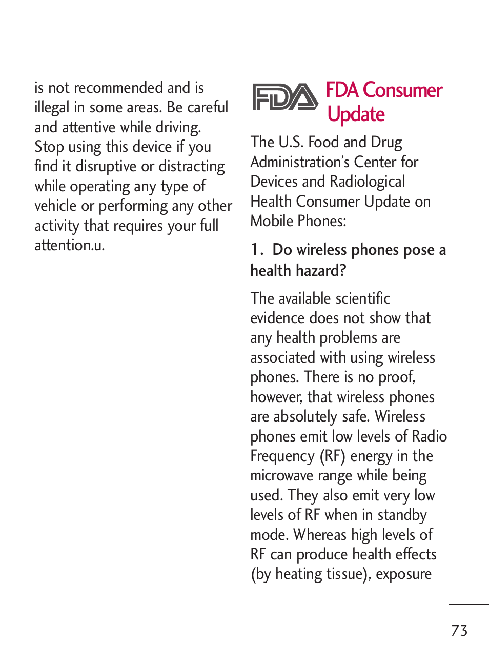 Fda consumer update | LG 235C User Manual | Page 73 / 210