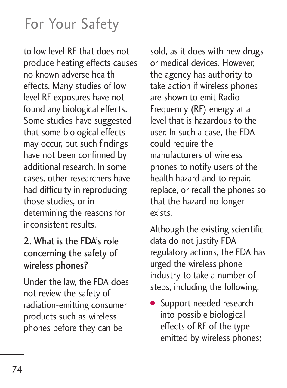 For your safety | LG 235C User Manual | Page 74 / 210