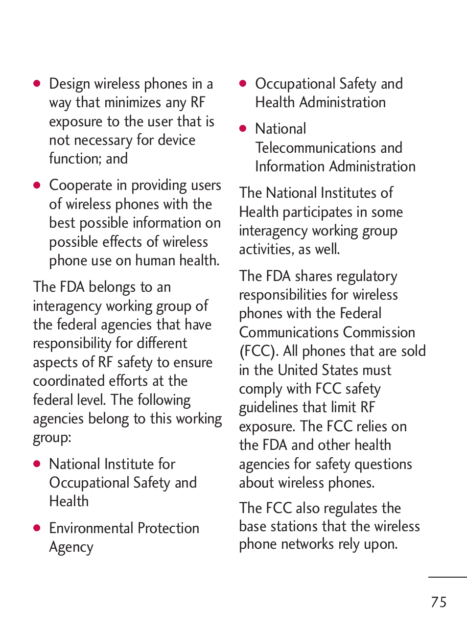 Environmental protection agency, Occupational safety and health administration | LG 235C User Manual | Page 75 / 210