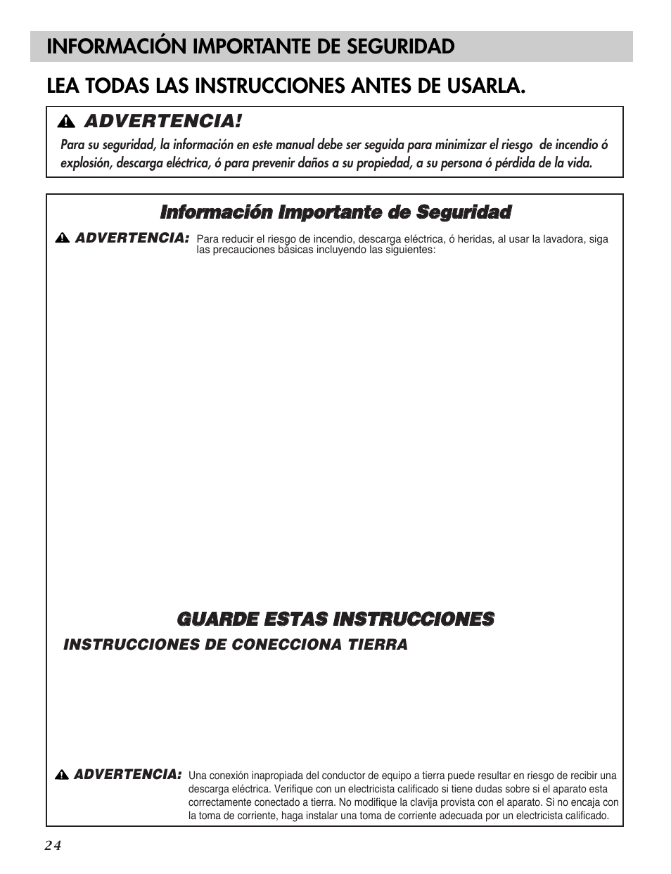 Advertencia | LG WM1812CW User Manual | Page 25 / 45