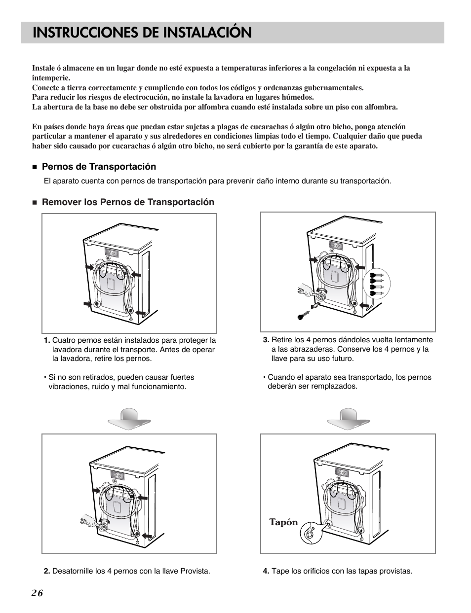 Instrucciones de instalación | LG WM1812CW User Manual | Page 27 / 45