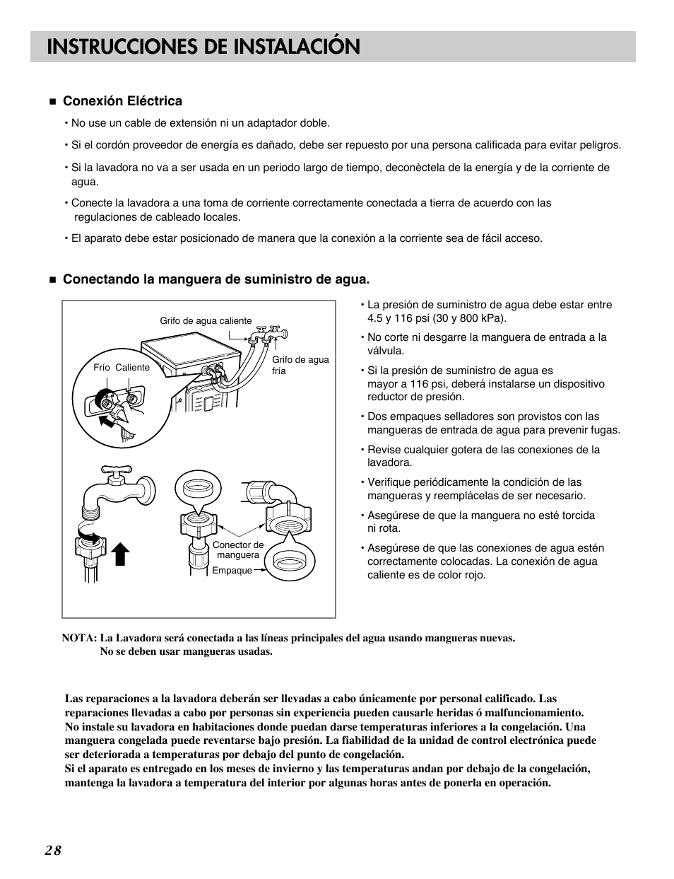 Instrucciones de instalación | LG WM1812CW User Manual | Page 29 / 45