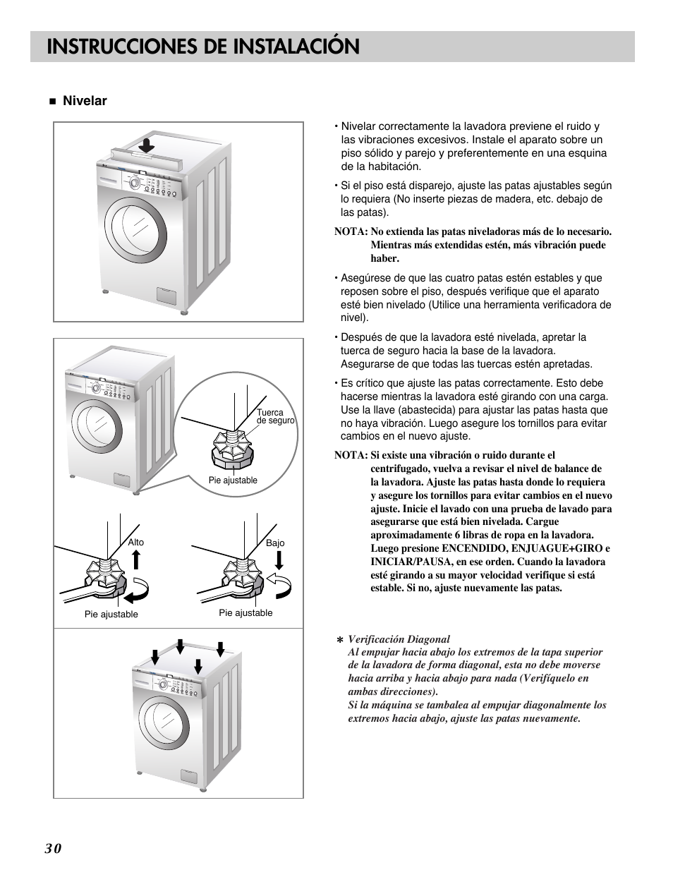 Instrucciones de instalación | LG WM1812CW User Manual | Page 31 / 45