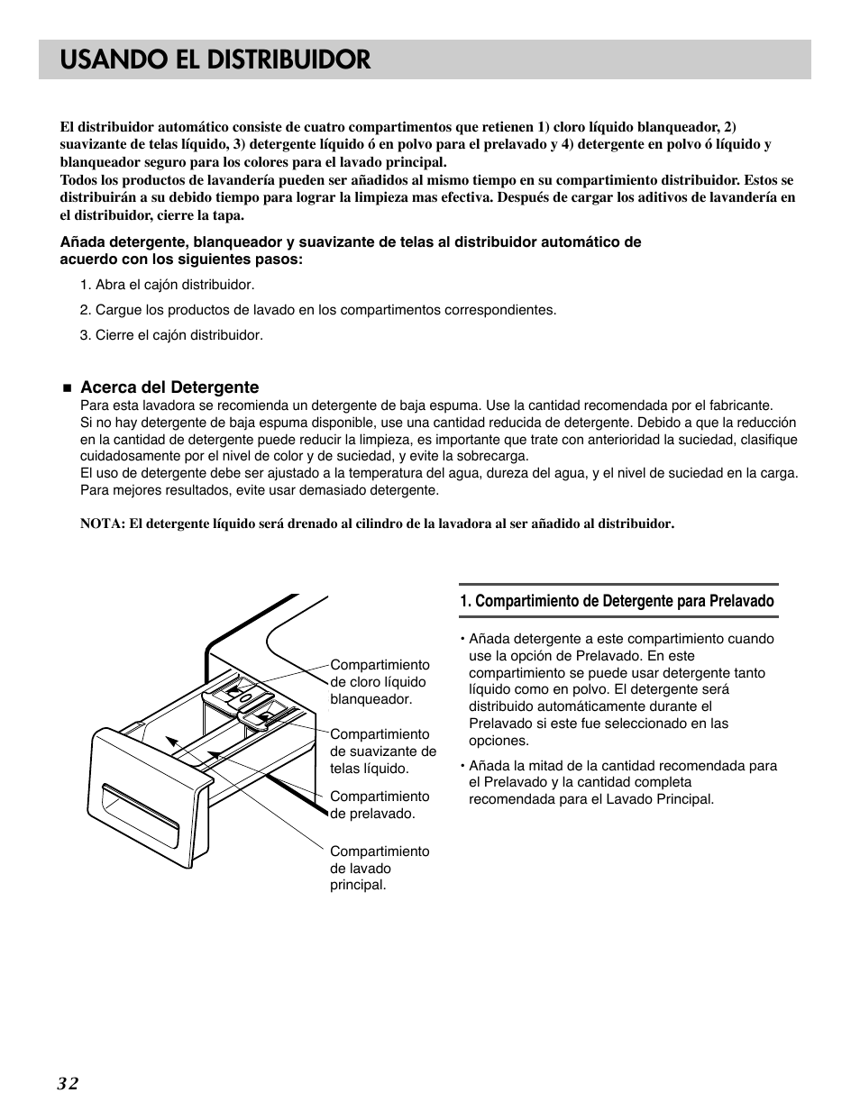 Usando el distribuidor | LG WM1812CW User Manual | Page 33 / 45