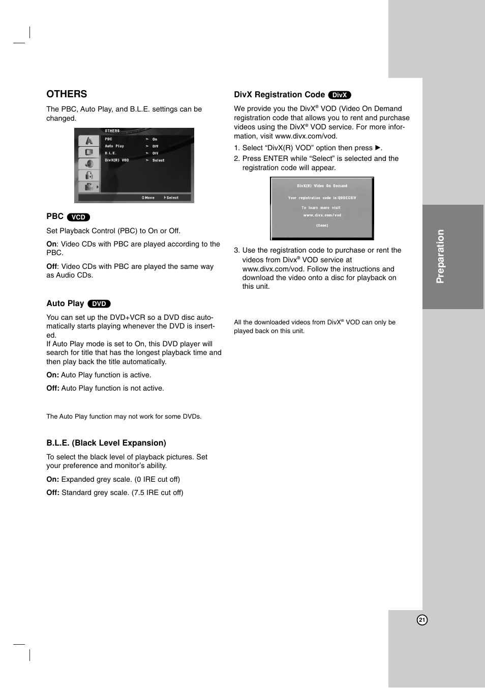 Preparation others | LG LDX-514 User Manual | Page 21 / 43