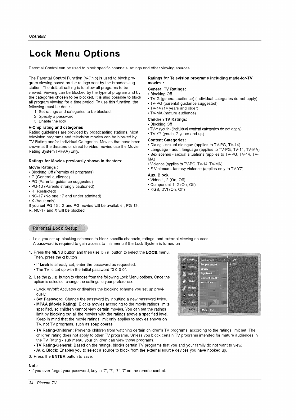 Lock menu options | LG RU-42PZ61/71 User Manual | Page 34 / 52