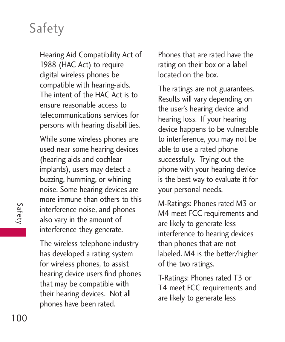 Safety | LG -UX220 User Manual | Page 102 / 112