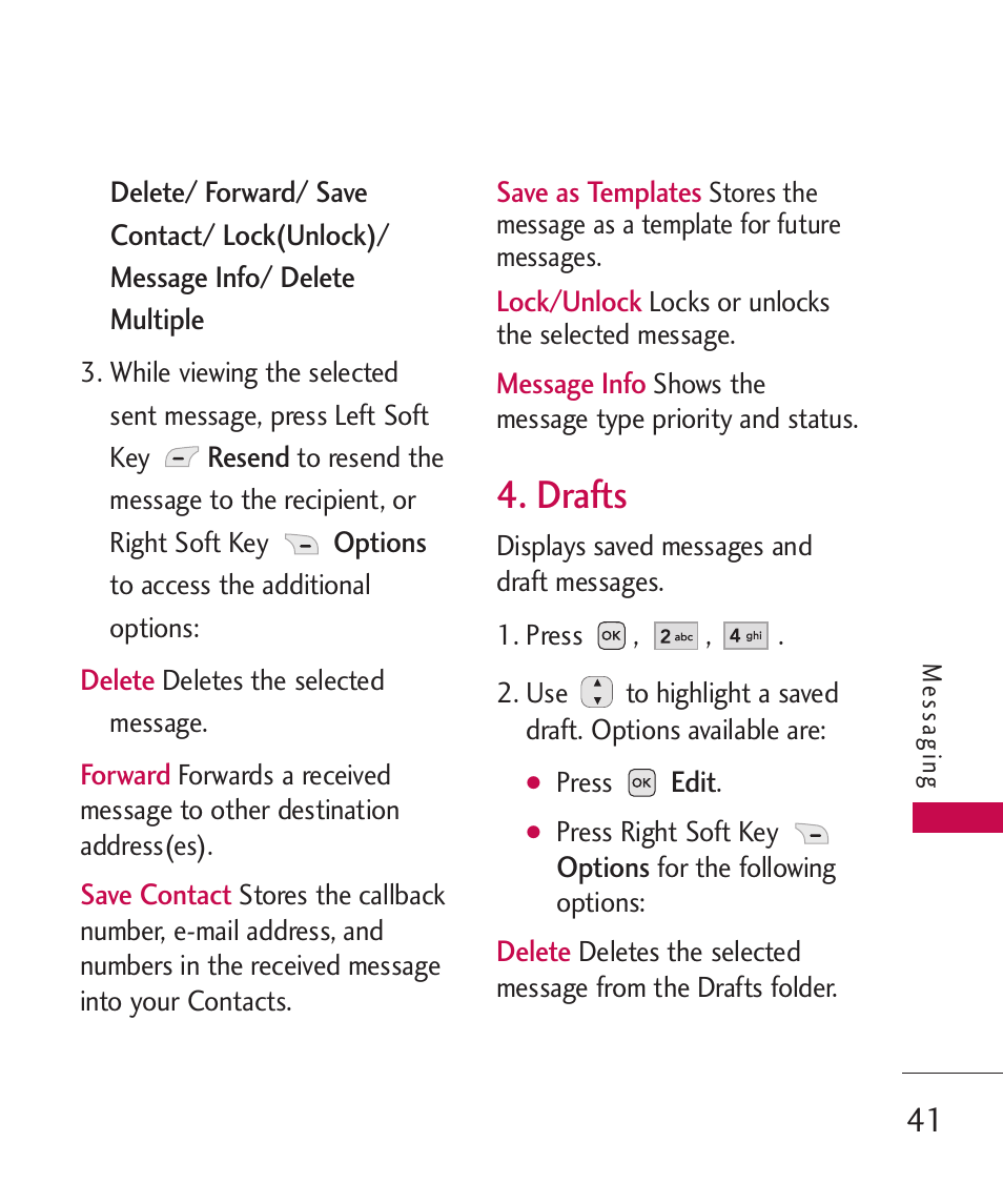 Drafts | LG -UX220 User Manual | Page 43 / 112
