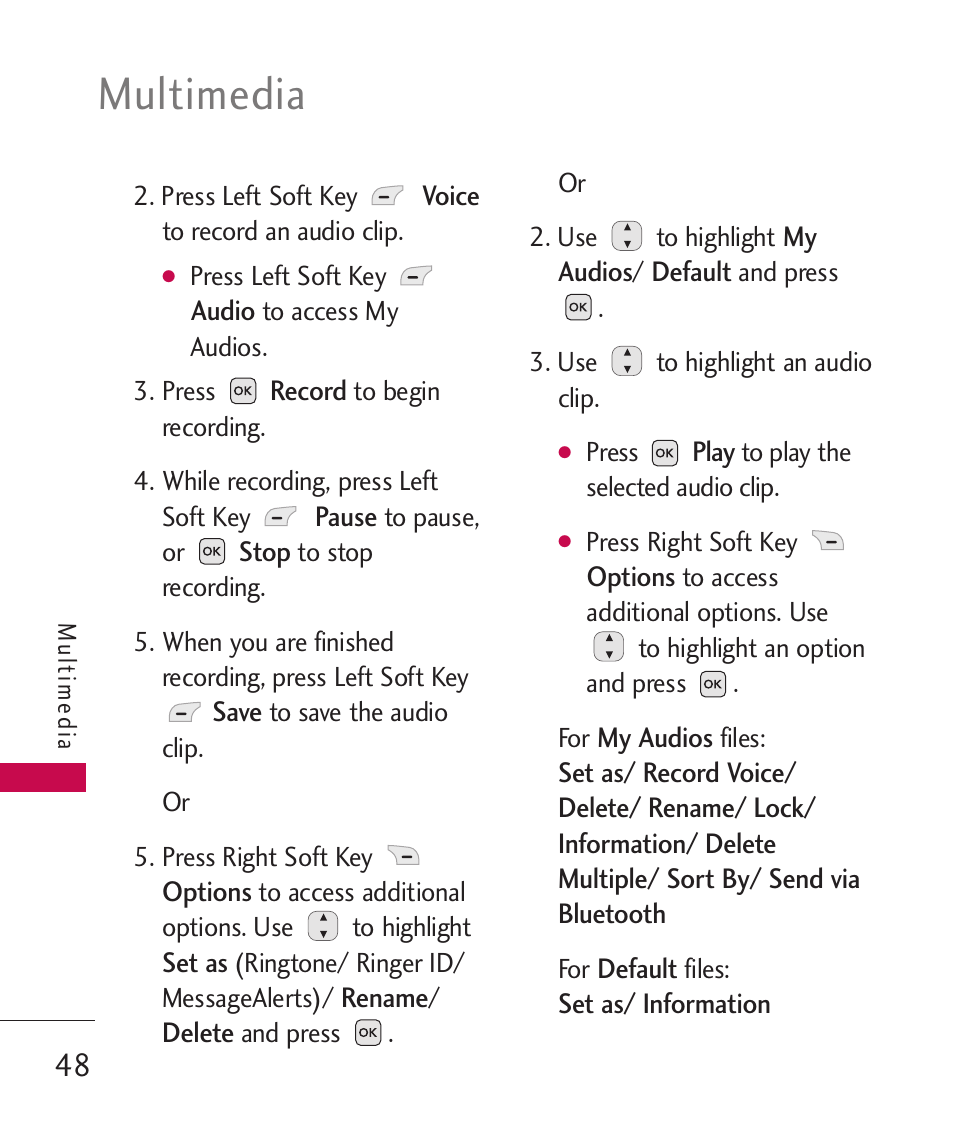 Multimedia | LG -UX220 User Manual | Page 50 / 112