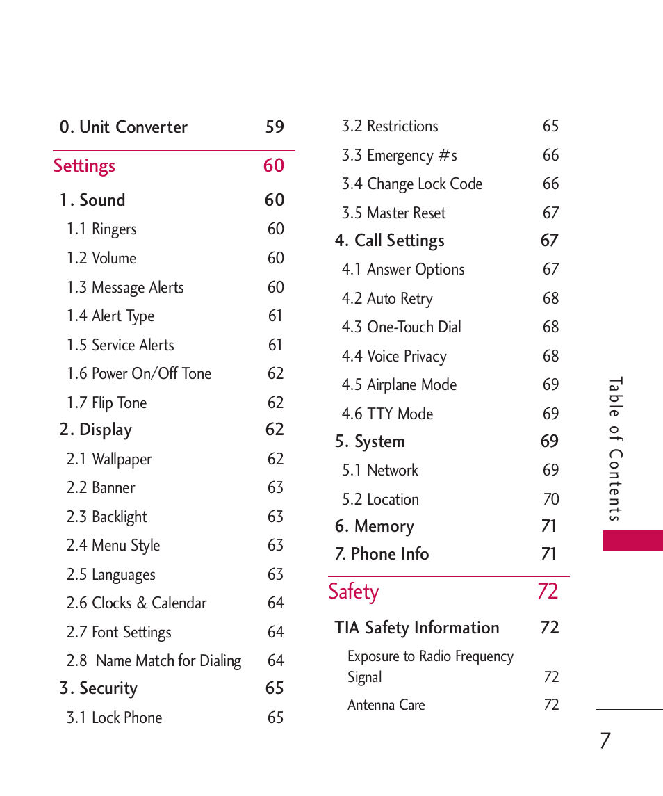 Safety 72 | LG -UX220 User Manual | Page 9 / 112