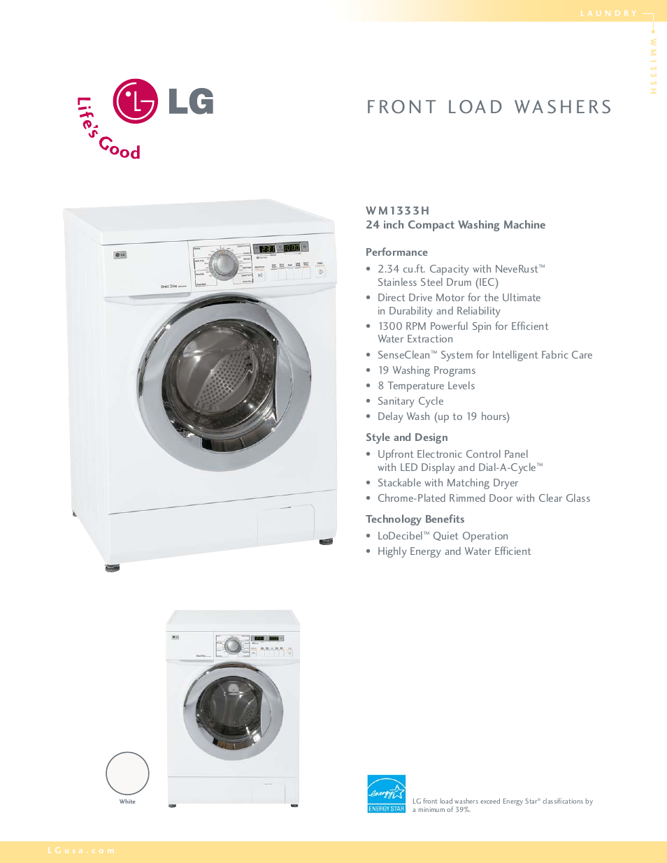 LG WM1333H User Manual | 2 pages
