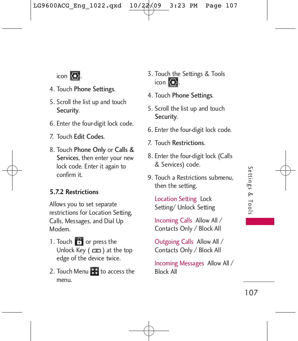 LG 9600 User Manual | Page 109 / 338