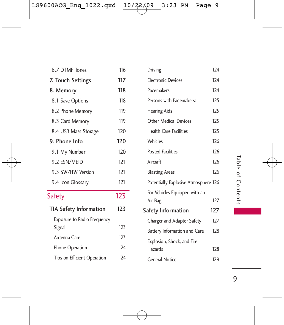 Safety 123 | LG 9600 User Manual | Page 11 / 338