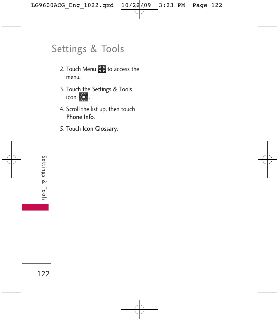 Settings & tools | LG 9600 User Manual | Page 124 / 338