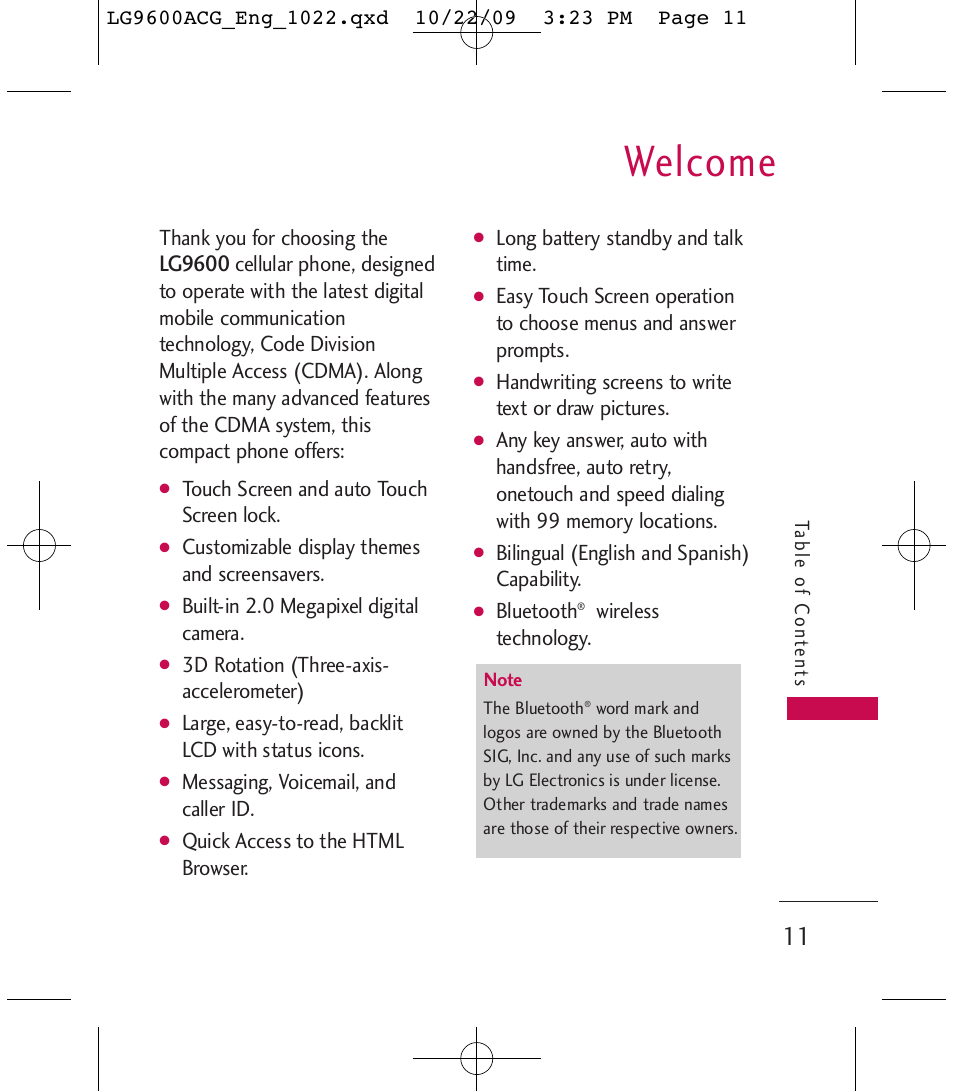 Welcome, Lg9600 | LG 9600 User Manual | Page 13 / 338